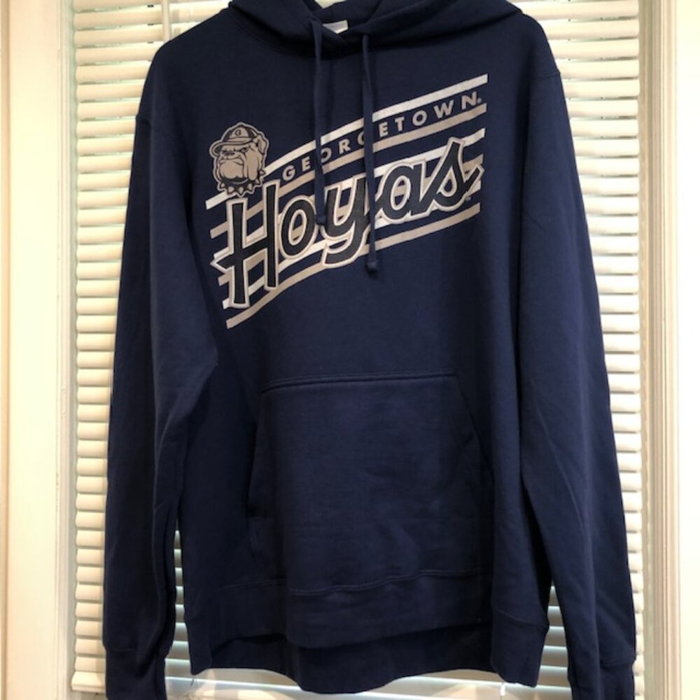 Georgetown Hoyas Unisex Blue Classic Hoodie Size L.